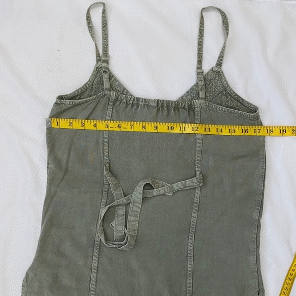 Fashion Fuse Spaghetti Strap Embroidered Cami Sz Medium Stone Wash Olive green - Picture 6 of 8